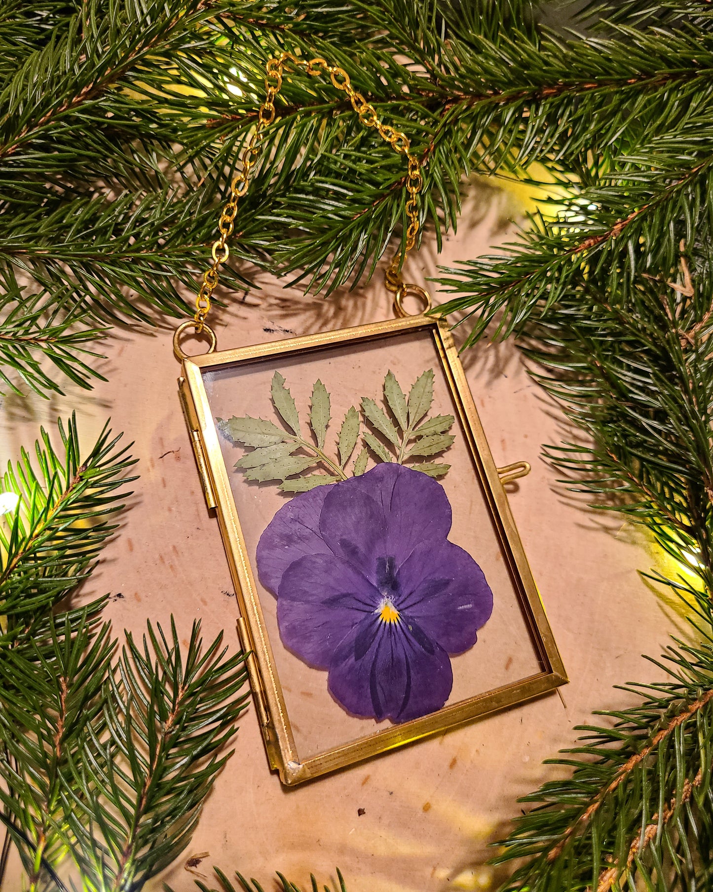 Mini Hanging Pressed Flower Frame - Brass