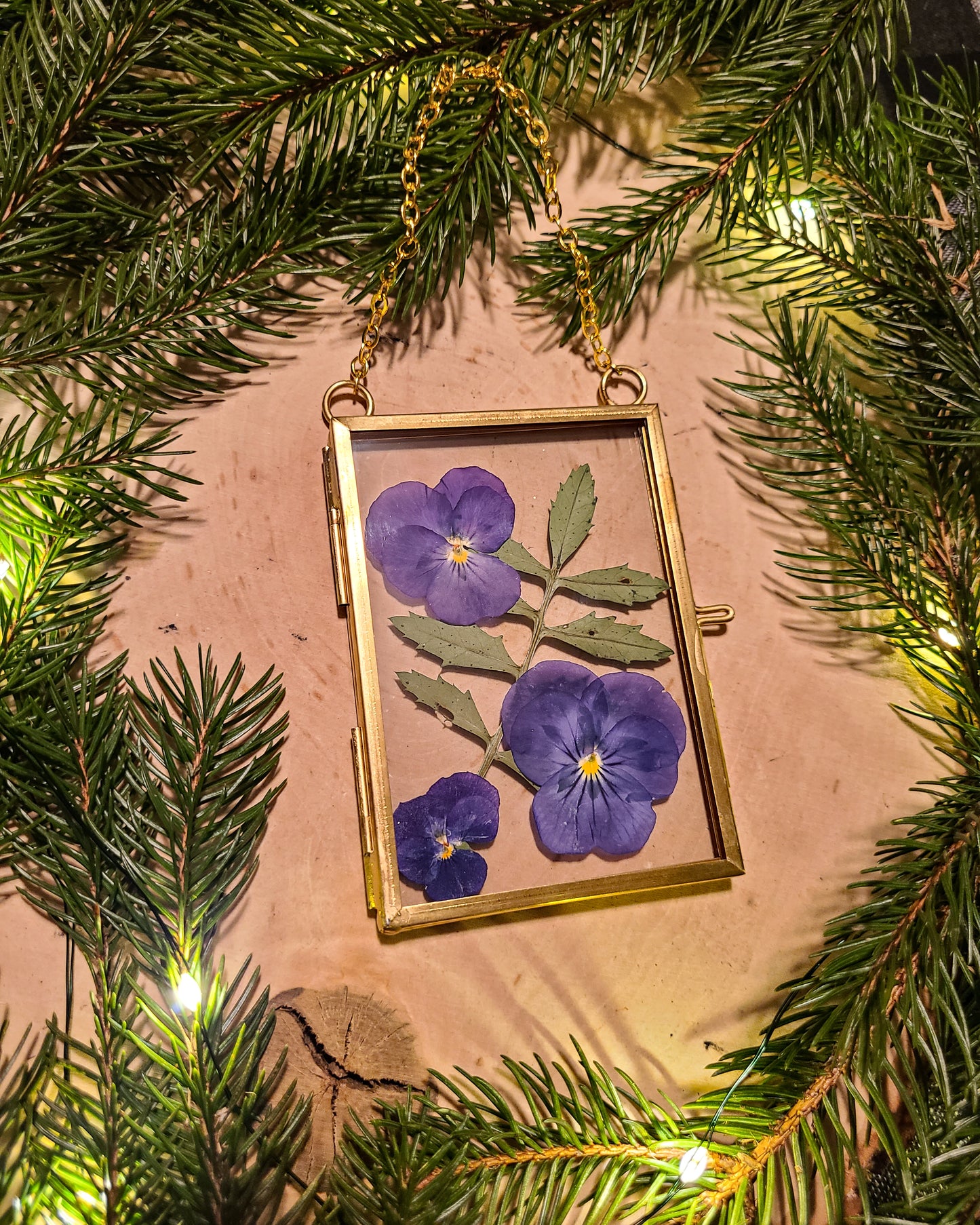 Mini Hanging Pressed Flower Frame - Brass