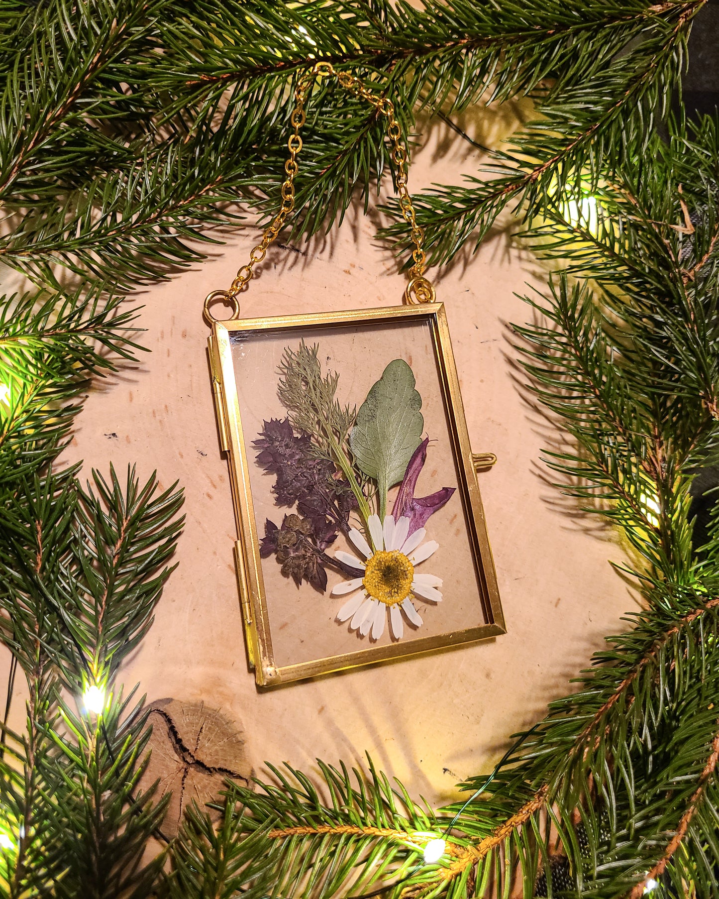 Mini Hanging Pressed Flower Frame - Brass