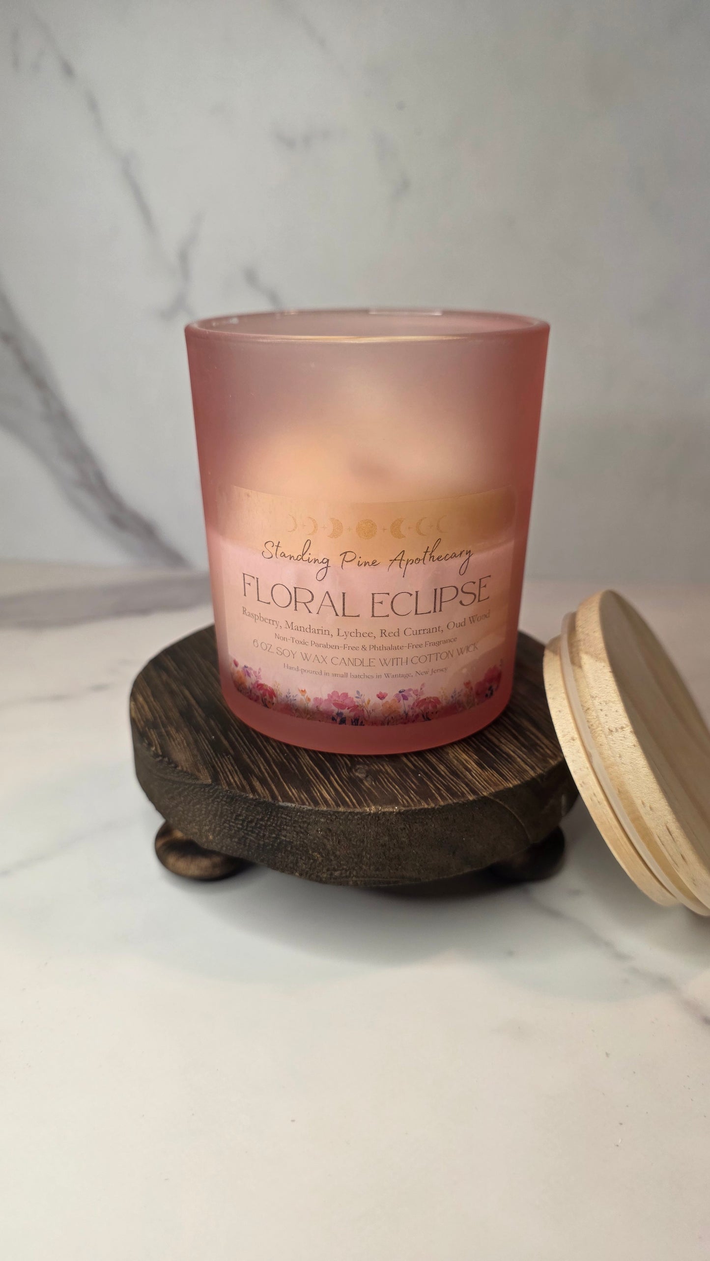 Floral Eclipse, Pink Frosted - 6oz Soy Wax Candle