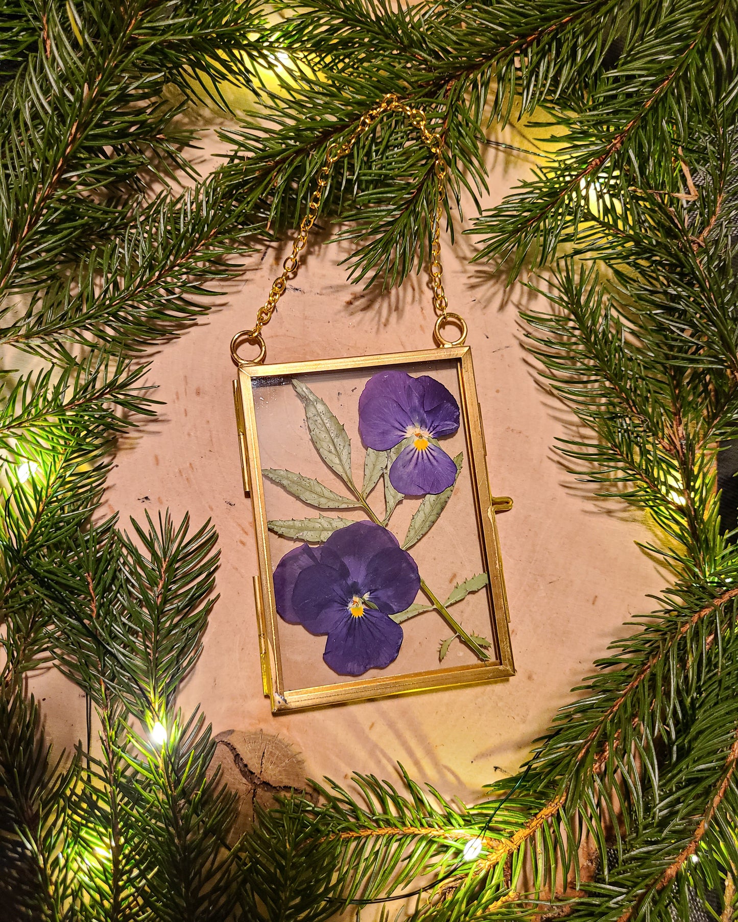 Mini Hanging Pressed Flower Frame - Brass