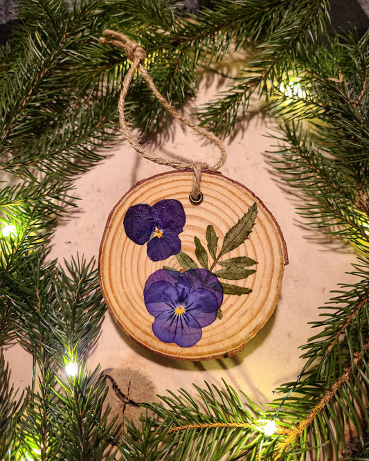 Wood Slice Pressed Flower Ornament