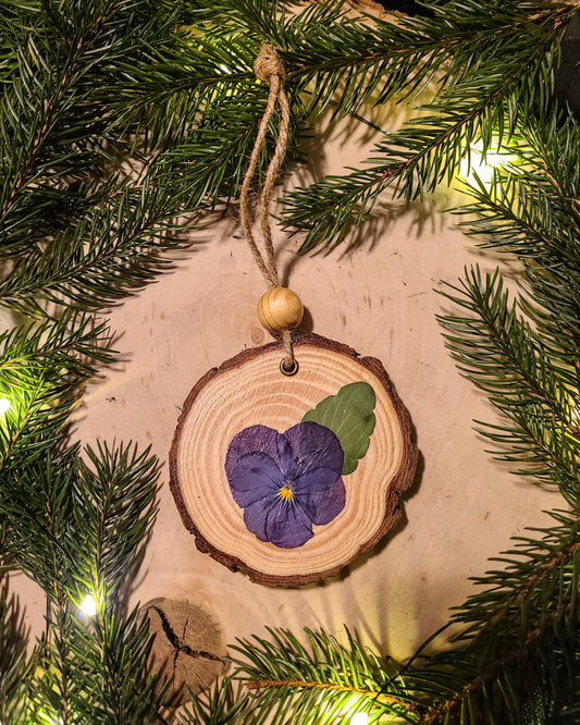 Wood Slice Pressed Flower Ornament