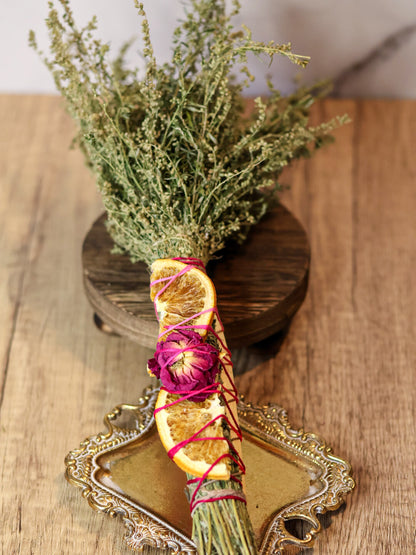 Flowering Mugwort Smudge Stick with Palo Santo & Selenite