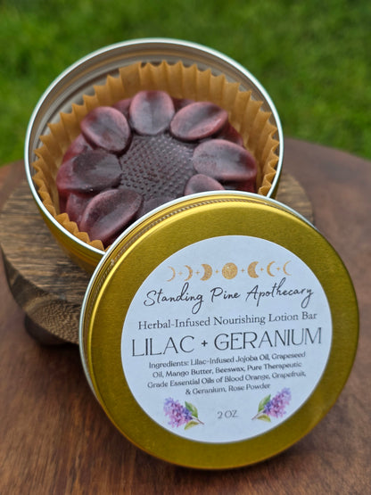 Herbal-Infused Nourishing Lotion Bar - Lilac & Geranium, 2oz