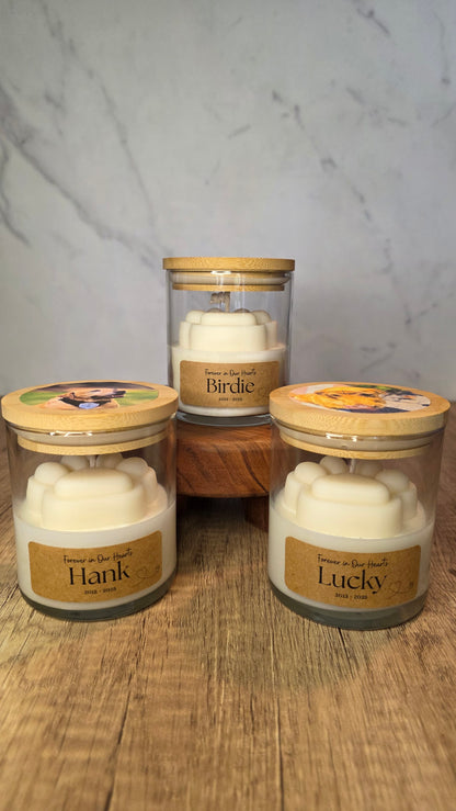 Custom Memorial Pawprint Candle