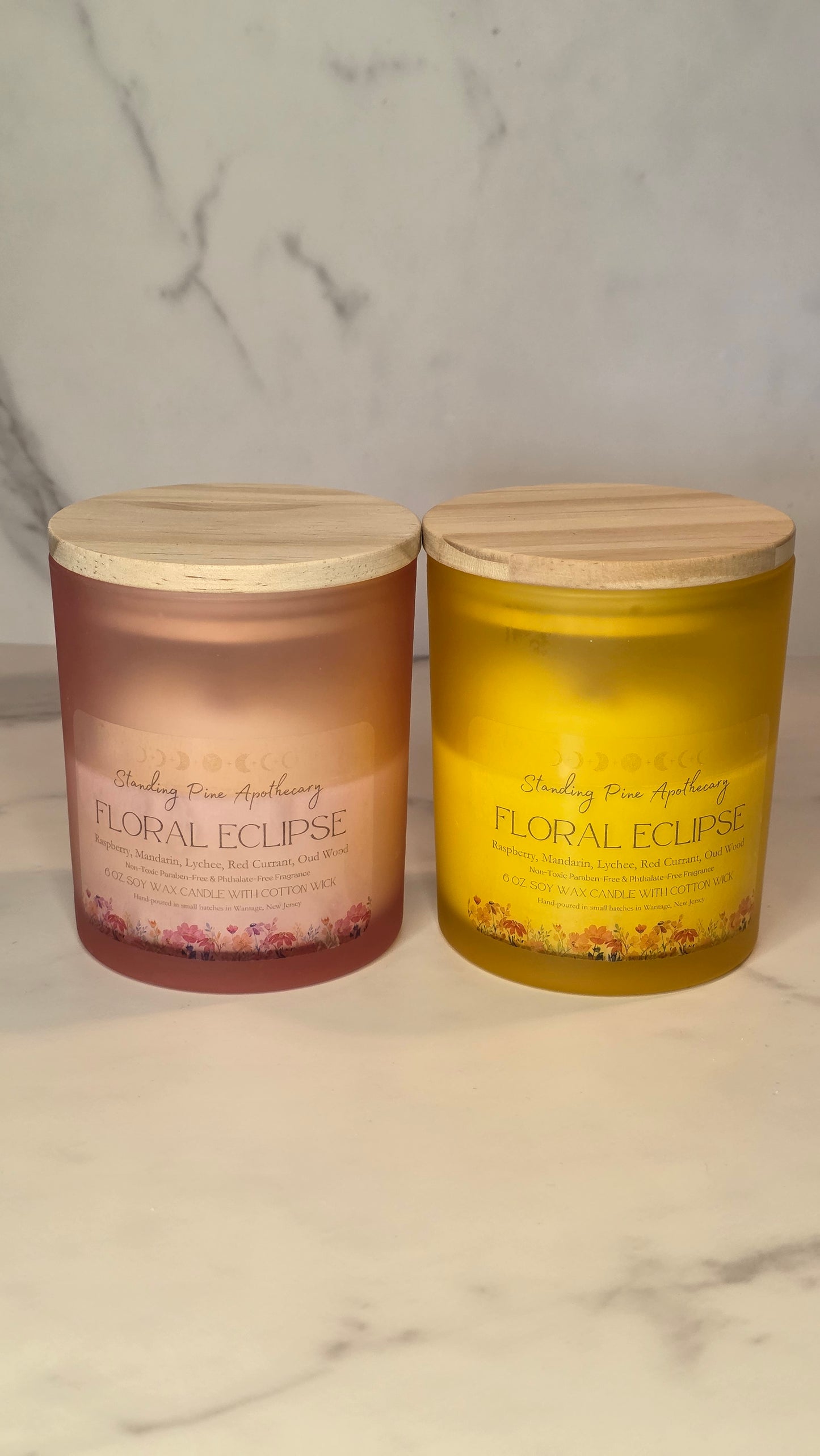 Floral Eclipse, Yellow Frosted - 6oz Soy Wax Candle