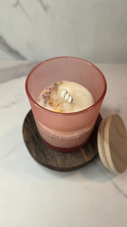 Floral Eclipse, Pink Frosted - 6oz Soy Wax Candle