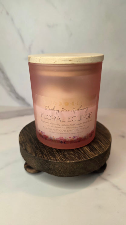 Floral Eclipse, Pink Frosted - 6oz Soy Wax Candle