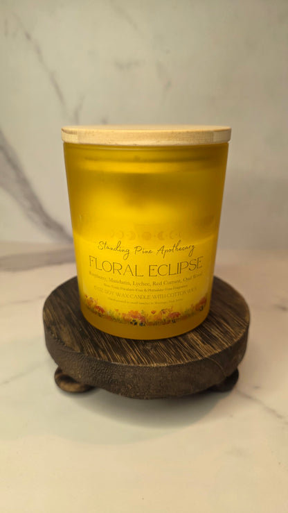 Floral Eclipse, Yellow Frosted - 6oz Soy Wax Candle