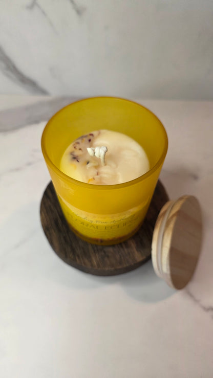 Floral Eclipse, Yellow Frosted - 6oz Soy Wax Candle