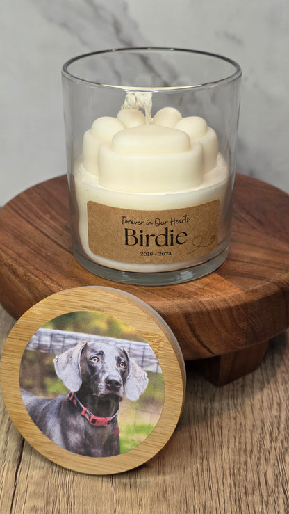 Custom Memorial Pawprint Candle