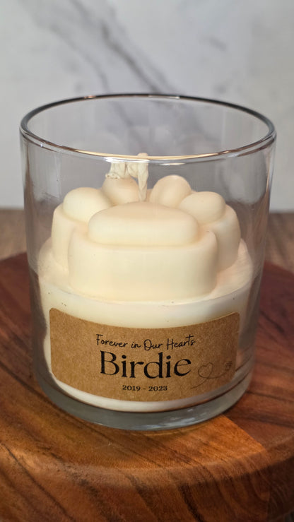Custom Memorial Pawprint Candle