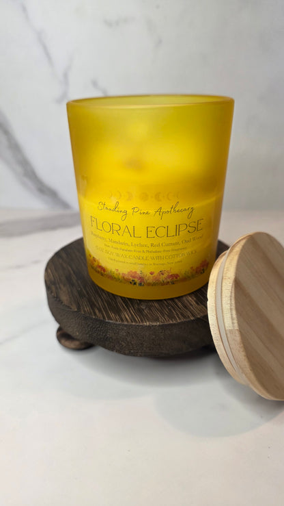 Floral Eclipse, Yellow Frosted - 6oz Soy Wax Candle