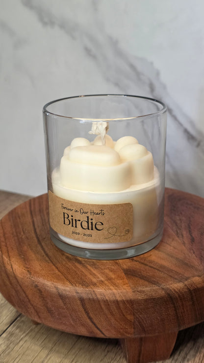 Custom Memorial Pawprint Candle